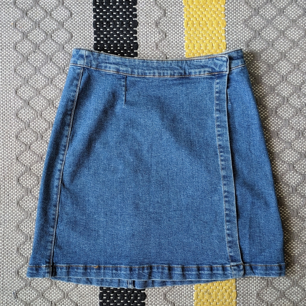 Joe Fresh high waist denim wrap skirt